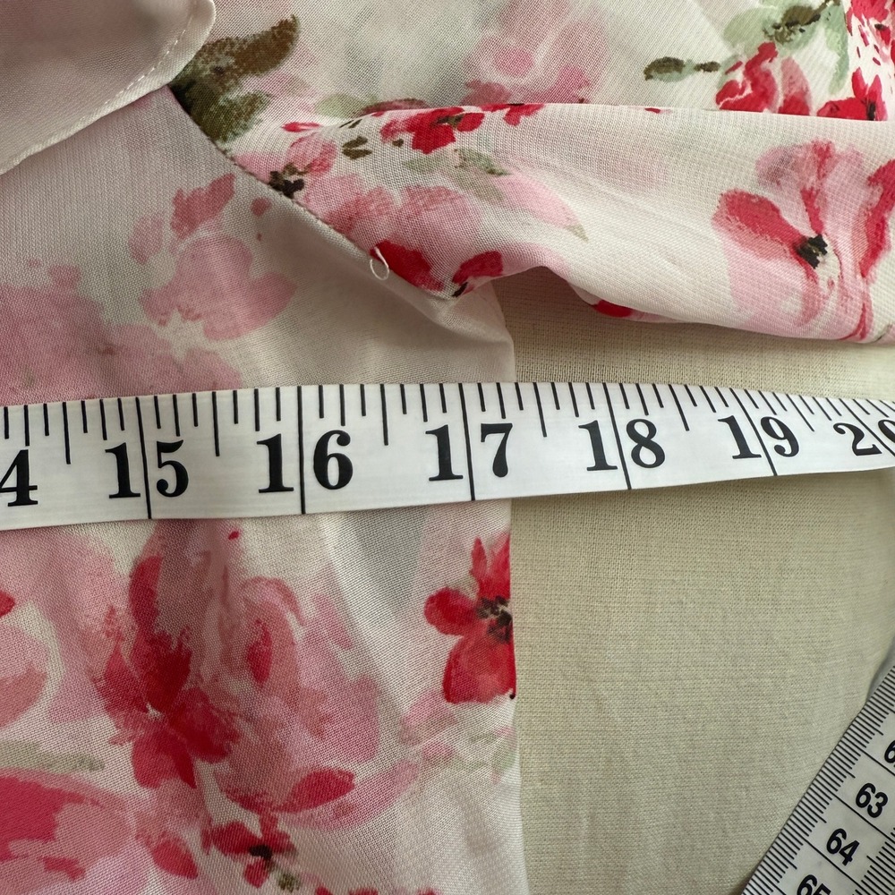 IF BY SEA Floral Ruffle Blouse Women's Small Pink Romantic Long Sleeve Romantic - Picture 9 of 9